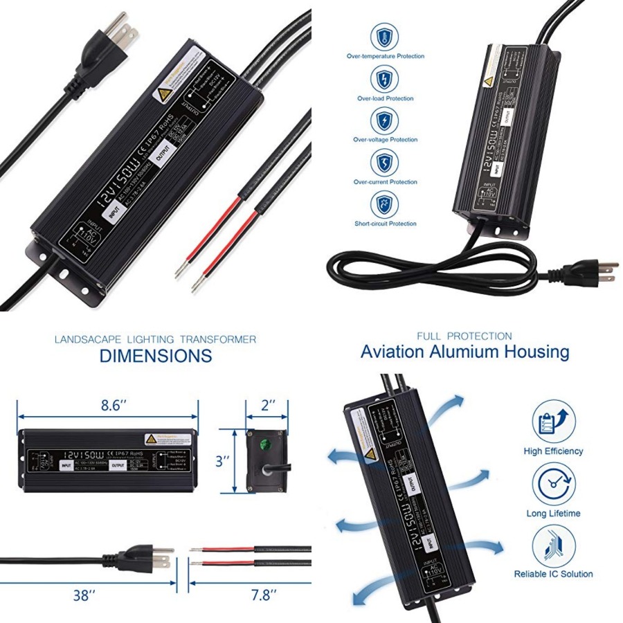 Outdoor Power Transformer - Zasilacz LED 150W, wodoodporny IP67, transformator