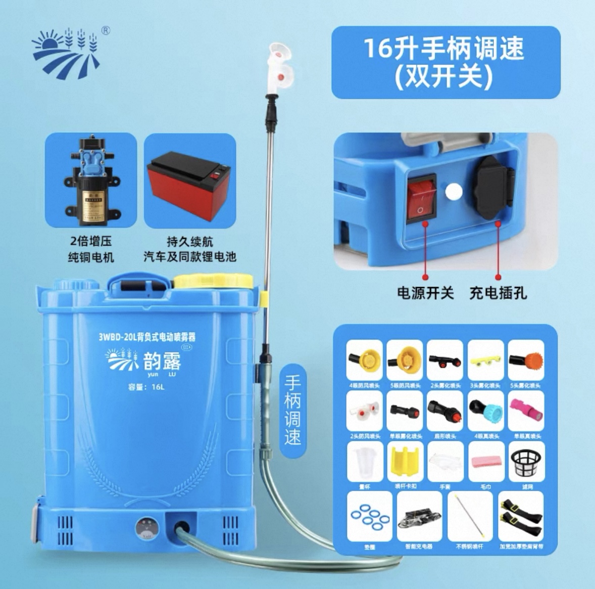 Electric Sprayer Backpack - Elektryczny opryskiwacz 16L, dmuchawa rolnicza, inteligentny